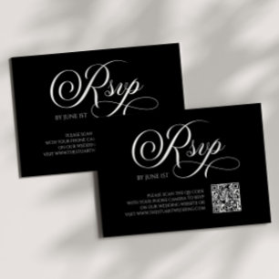 Elegante tarjeta de código QR clásica Boda RSVP