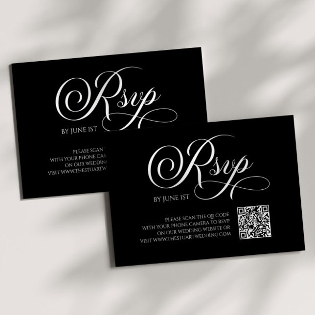 Elegante tarjeta de código QR clásica Boda RSVP (Subido por el creador)