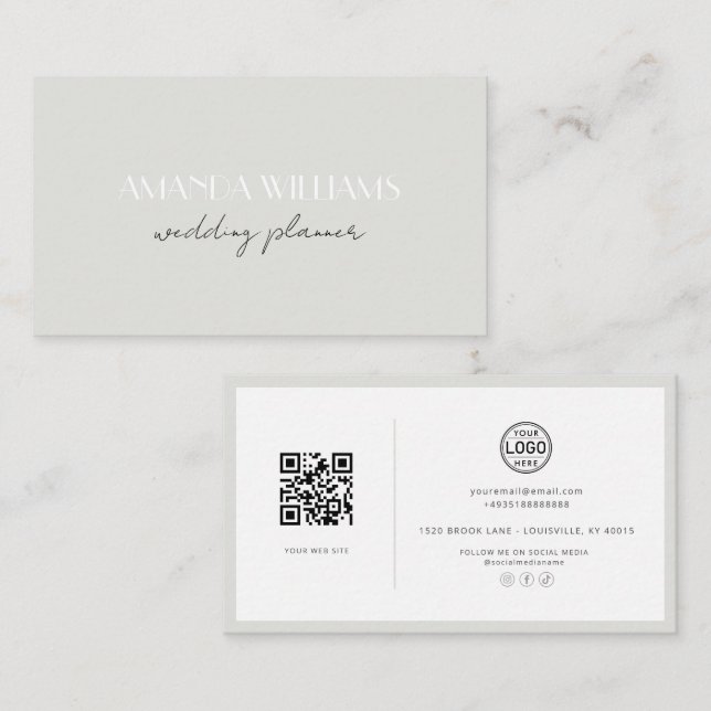 Elegante tarjeta de código QR tarjeta de medios so (Anverso / Reverso)