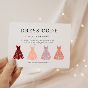 Elegante tarjeta de códigos de vestimenta para inv