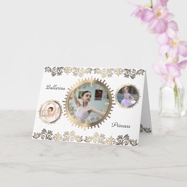 Elegante tarjeta de Collage de fotos personalizada (Orquídea)