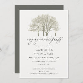 ELEGANTE TARJETA DE COMPROMISO DE ÁRBOL GRIS DE OR