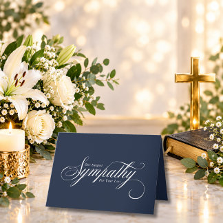 Elegante Tarjeta de Condolencias Azul Blanco