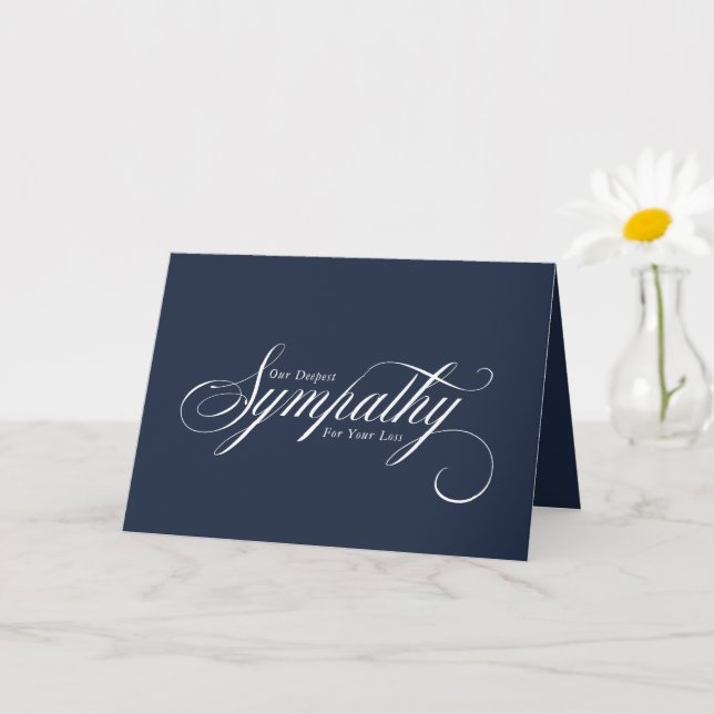 Elegante Tarjeta de Condolencias Azul Blanco (Planta pequeña)