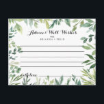 Elegante tarjeta de consejo para Bodas de follaje<br><div class="desc">Esta elegante tarjeta de consejo boda verde tropical es perfecta para un boda moderno. Este diseño hecho a mano presenta una acuarela de hermosas hojas verdes. Estas tarjetas son perfectas para un boda, una ducha de novia, una ducha de bebé, una fiesta de graduación y más. Personalice las tarjetas con...</div>