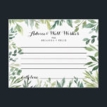 Elegante tarjeta de consejo para Bodas de follaje<br><div class="desc">Esta elegante tarjeta de consejo boda verde tropical es perfecta para un boda moderno. Este diseño hecho a mano presenta una acuarela de hermosas hojas verdes. Estas tarjetas son perfectas para un boda, una ducha de novia, una ducha de bebé, una fiesta de graduación y más. Personalice las tarjetas con...</div>