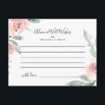 Elegante tarjeta de consejo para Bodas florales de<br><div class="desc">Esta elegante tarjeta de consejo de boda floral de color rosa es perfecta para un boda moderno. El diseño presenta rosas de color rosa a mano y peonías con hojas verdes y grises, inspirando la belleza natural. Estas tarjetas son perfectas para un boda, una ducha de novia, una ducha de...</div>