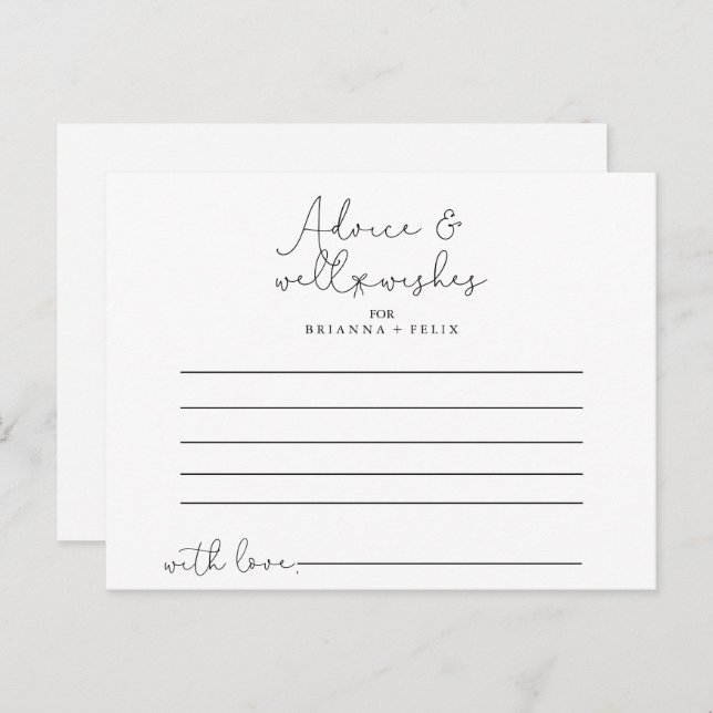 Elegante tarjeta de consejo simple de Boda de cali (Anverso / Reverso)
