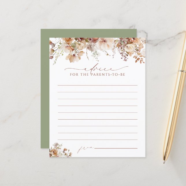 Elegante Tarjeta de Consejos de Baby Shower de Boh (Anverso/Reverso In Situ)