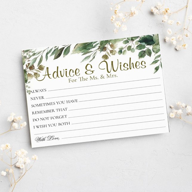 Elegante tarjeta de consejos de Bodas Eucalyptus (Subido por el creador)