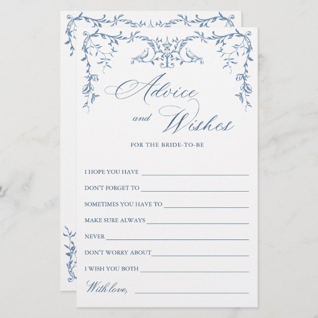 Elegante tarjeta de consejos y deseos azules de la (Anverso / Reverso)