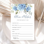 Elegante Tarjeta de Consejos y Deseos de Hidrangea<br><div class="desc">Personalice con la novia el nombre y la fecha de la ducha. Para una mayor personalización,  haga clic en el enlace "personalizar adicional". Si necesitas ayuda,  ponte en contacto conmigo,  por favor.</div>