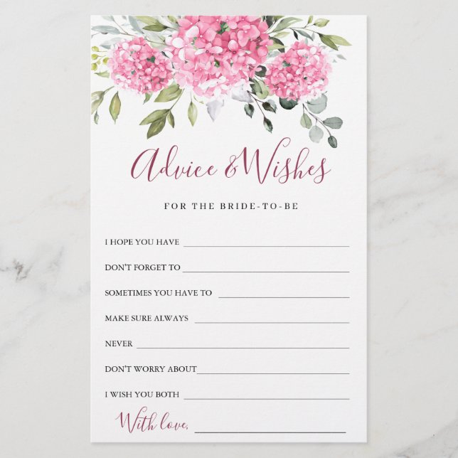 Elegante tarjeta de consejos y deseos de Rubor ros (Anverso)