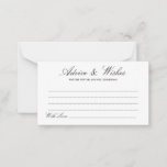 Elegante Tarjeta de Consejos y Deseos del Boda de<br><div class="desc">Tarjeta simple y elegante de consejos y deseos para Bodas de la escritura de la Lucía Negra - Siéntase libre de editar,  personalizar y personalizar esta carta de consejos y deseos simple y hermosa para bodas. Las opciones de edición están disponibles.</div>