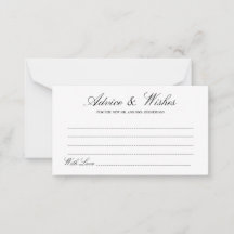 Elegante Tarjeta de Consejos y Deseos del Boda de 