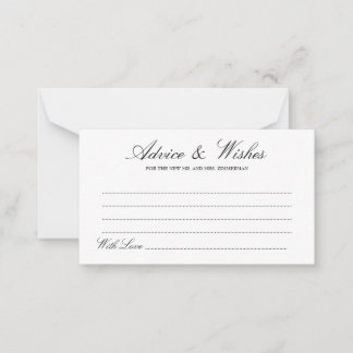 Elegante Tarjeta de Consejos y Deseos del Boda de 