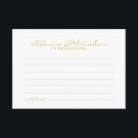 Elegante Tarjeta de Consejos y Deseos del Boda Gol<br><div class="desc">Añada un toque personal a su boda con un elegante consejo de boda y tarjeta de deseos. Esta tarjeta de consejo presenta el título en oro estilo moderno y elegante caligrafía estilo fuente y detalles en oro sans serif estilo tipo de letra sobre fondo blanco. Perfecto para boda, ducha de...</div>