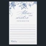 Elegante tarjeta de consejos y deseos florales azu<br><div class="desc">Personalice con la novia el nombre y la fecha de la ducha. Para una mayor personalización,  haga clic en el enlace "personalizar adicional". Si necesitas ayuda,  ponte en contacto conmigo,  por favor.</div>