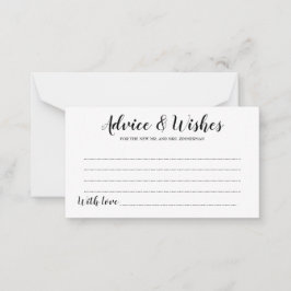 Elegante tarjeta de consejos y deseos para Bodas d