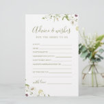 Elegante tarjeta de consejos y deseos para bodas d<br><div class="desc">Estos consejos y tarjetas de deseos son pasteles dulces para la novia y la pareja, con una delicada y elegante flor acuática y un guión moderno, paletas pastel de amarillo suave, blanco roto, verde sabio, rosa polvoriento, rosa rubí, borgoña y vegetación botánica, simple y romántico. ideal para fiesta rústico, moderna...</div>