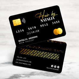 Elegante tarjeta de crédito Hairstylist Gold Black