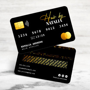 Elegante tarjeta de crédito Hairstylist Gold Black