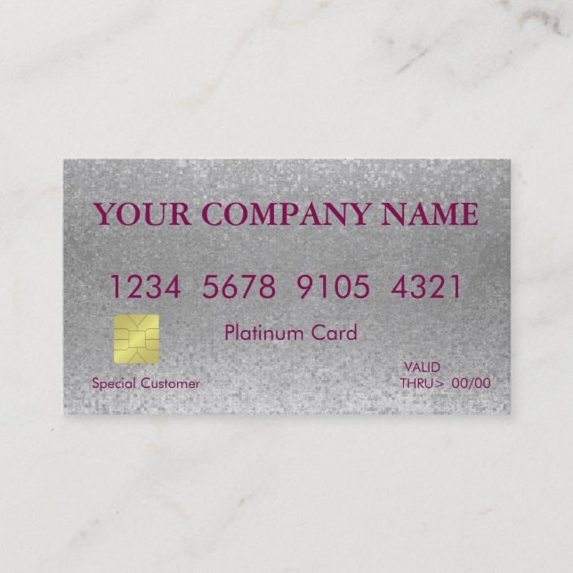 Elegante tarjeta de crédito Purpurina blanco (Anverso)