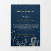 Elegante tarjeta de cumpleaños azul de la Marina