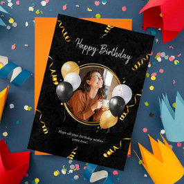 Elegante tarjeta de cumpleaños con tu foto persona