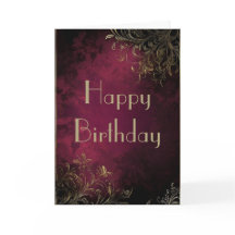 Elegante tarjeta de cumpleaños de Borgoña y Faux G