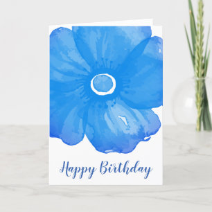 Elegante tarjeta de cumpleaños de flor azul acuáti