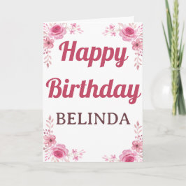 ELEGANTE TARJETA DE CUMPLEAÑOS DE FLORAL ROSA