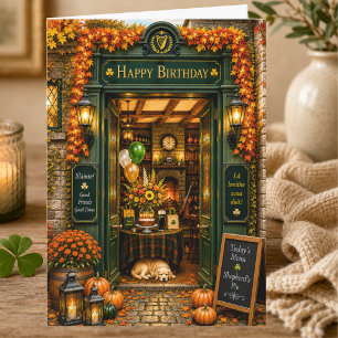 Elegante tarjeta de cumpleaños de pub irlandés en