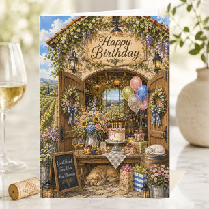 Elegante tarjeta de cumpleaños de viñedo de verano