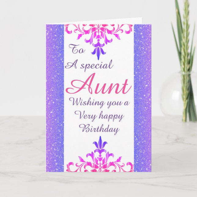 Elegante tarjeta de cumpleaños especial de tía (Anverso)