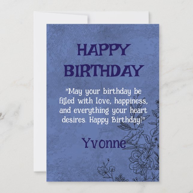 Elegante tarjeta de cumpleaños floral (Anverso)