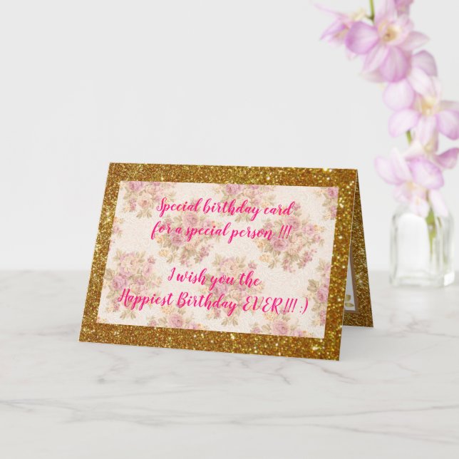 Elegante tarjeta de cumpleaños floral más feliz (Orquídea)