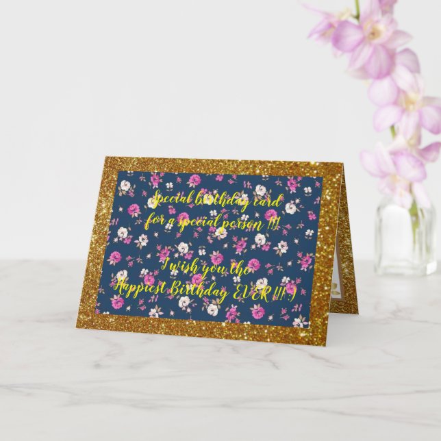 Elegante tarjeta de cumpleaños floral más feliz (Orquídea)
