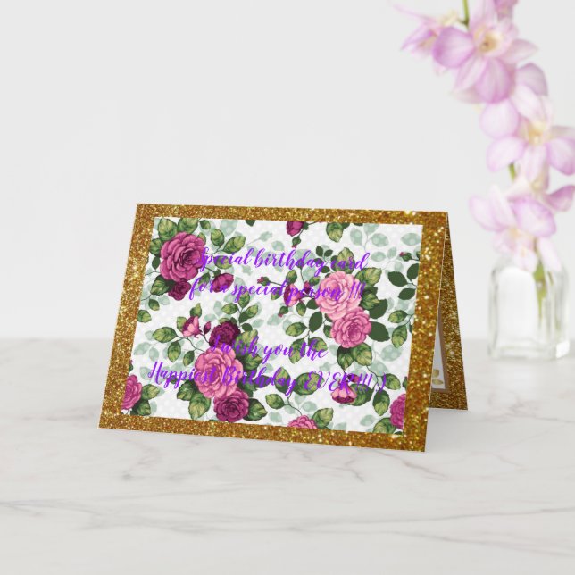 Elegante tarjeta de cumpleaños floral más feliz (Orquídea)