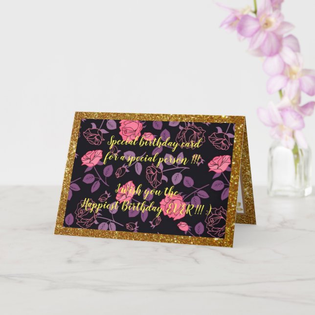 Elegante tarjeta de cumpleaños floral más feliz (Orquídea)