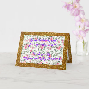 Elegante tarjeta de cumpleaños floral más feliz