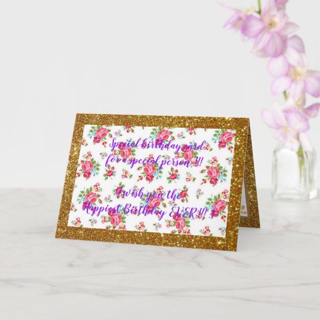 Elegante tarjeta de cumpleaños floral más feliz (Orquídea)