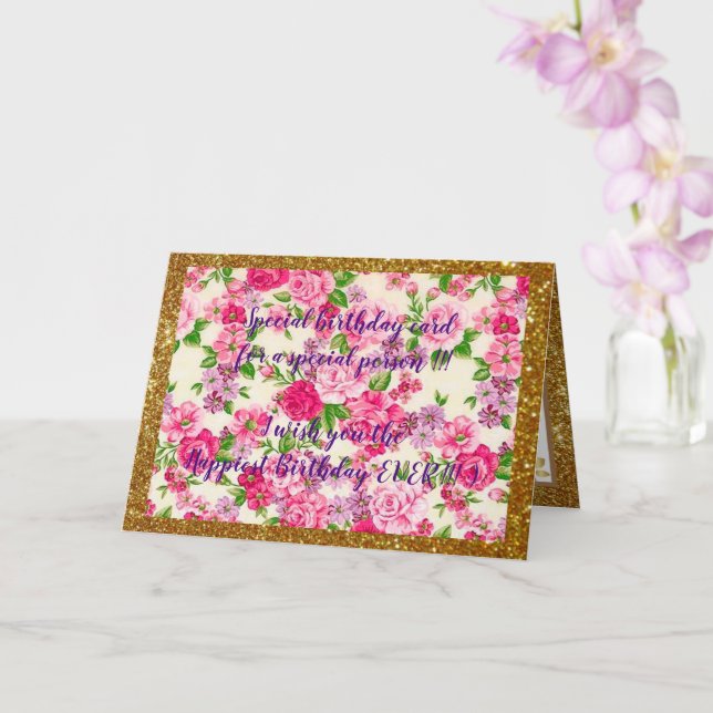 Elegante tarjeta de cumpleaños floral más feliz (Orquídea)