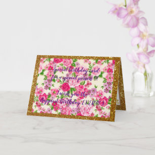 Elegante tarjeta de cumpleaños floral más feliz