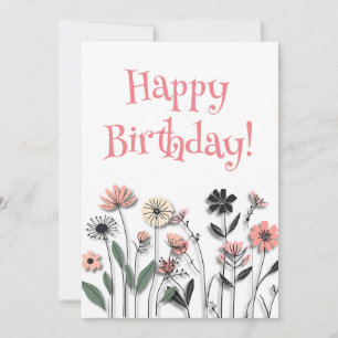 "Elegante Tarjeta de Cumpleaños Minimalista de Flo