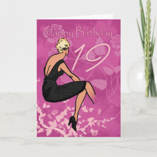 Elegante tarjeta de cumpleaños número 19