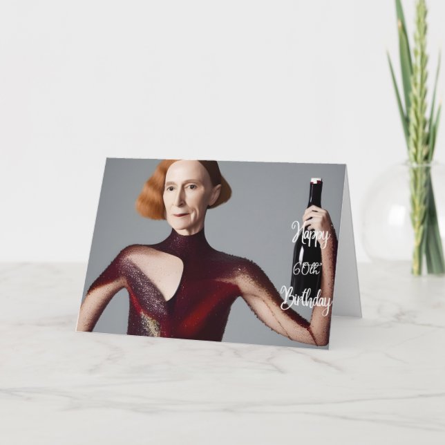 Elegante tarjeta de cumpleaños número 60 para una  (Anverso)