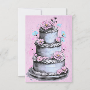 Elegante tarjeta de cumpleaños para pasteles de fl