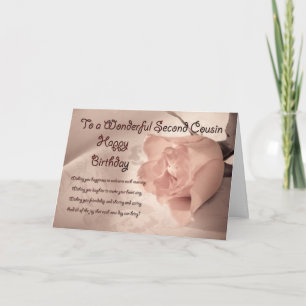 Elegante tarjeta de cumpleaños rosa para primo seg
