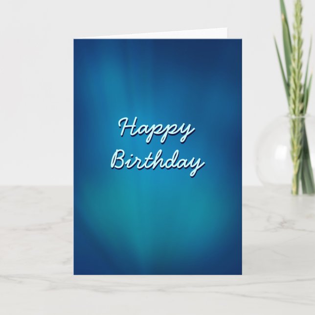 Elegante tarjeta de cumpleaños subacuática azul (Anverso)